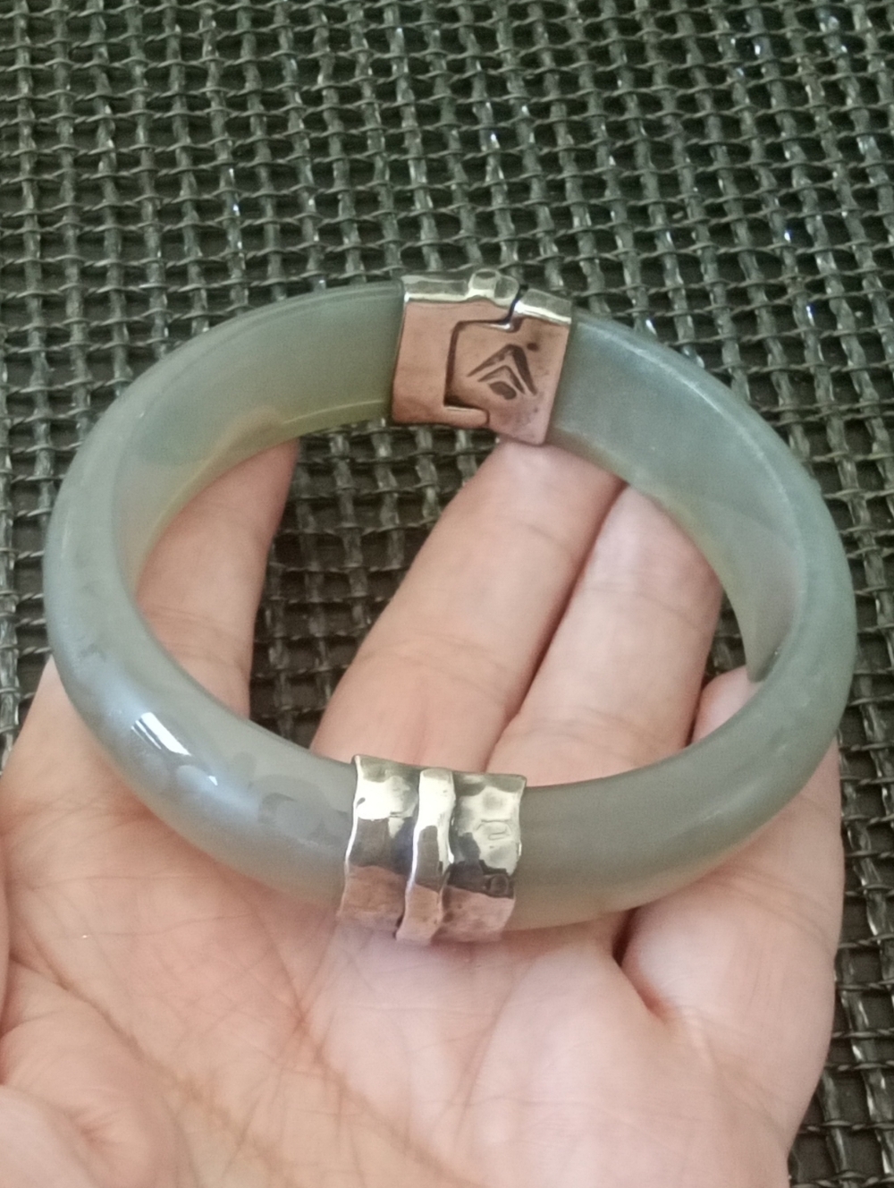 Magnetic Sterling Silver Hinged Resin Bracelet